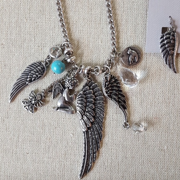 Paco Designs Jewelry - Antique Silver Angel Wing Necklace and Earring Set Paco Designs Jewelry - Antique Silver Angel Wing Necklace and Earring Set